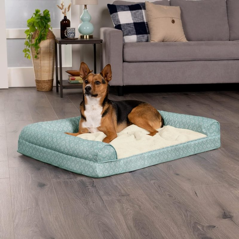 Furhaven Cooling Gel Dog Bed for Large Dogs w/ Removable Bolsters & Washable Cover, For Dogs Up to 95 lbs - Plush & Velvet Waves - Image 361