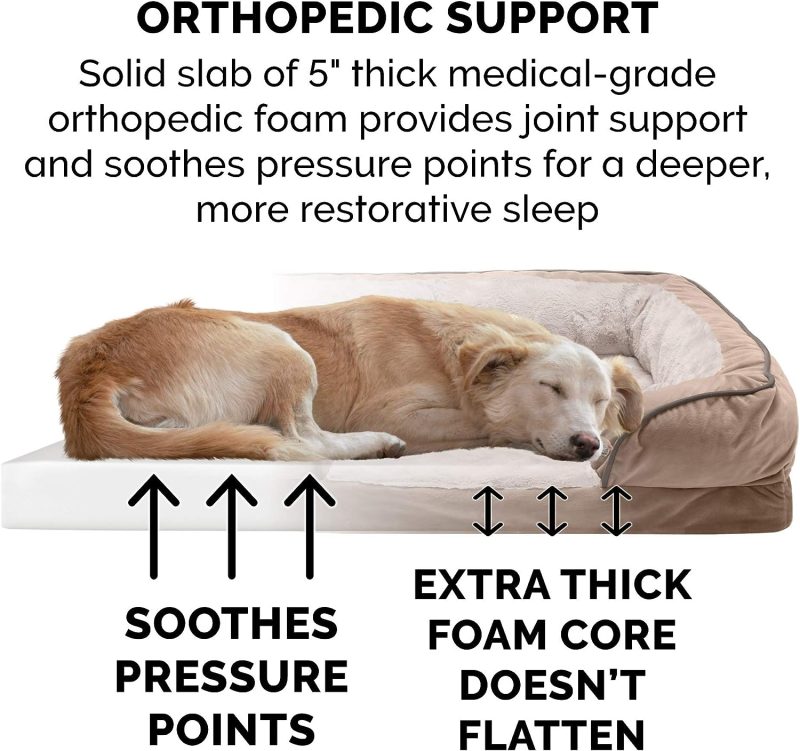Furhaven Cooling Gel Dog Bed for Large Dogs w/ Removable Bolsters & Washable Cover, For Dogs Up to 95 lbs - Plush & Velvet Waves - Image 370