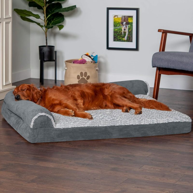 Furhaven Orthopedic Dog Bed for Medium/Small Dogs w/ Removable Bolsters & Washable Cover, For Dogs Up to 35 lbs - Plush & Almond - Image 581