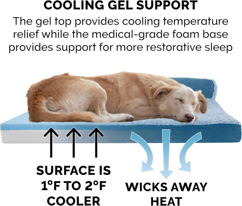 Furhaven Cooling Gel Dog Bed for Large/Medium Dogs w/ Removable Bolsters & Washable Cover, For Dogs Up to 55 lbs - Plush & - Image 470