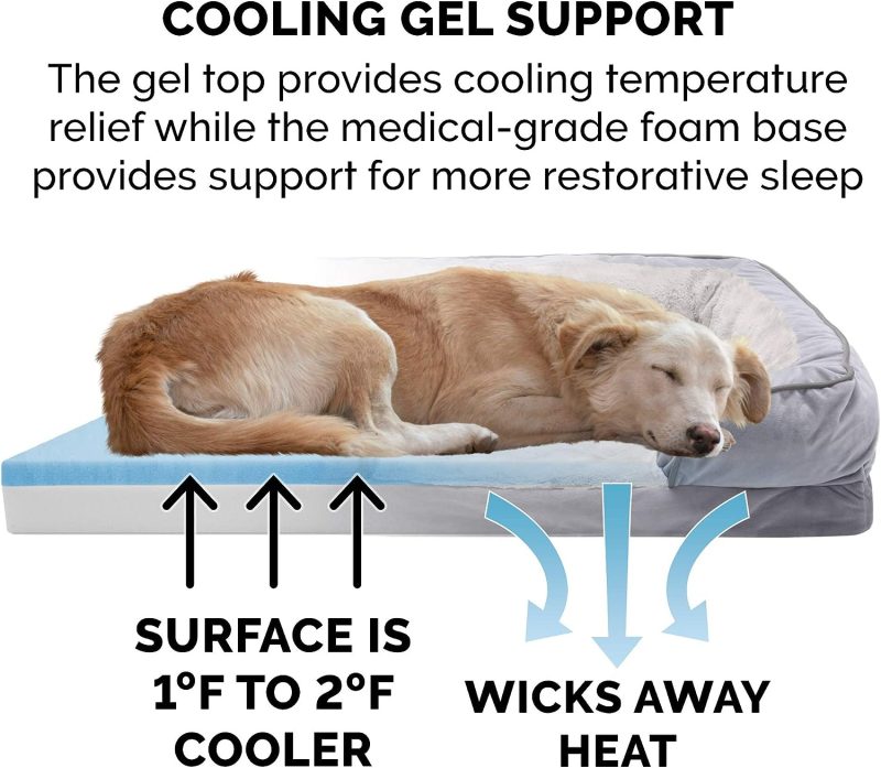 Furhaven Cooling Gel Dog Bed for Large Dogs w/ Removable Bolsters & Washable Cover, For Dogs Up to 95 lbs - Plush & Velvet Waves - Image 199