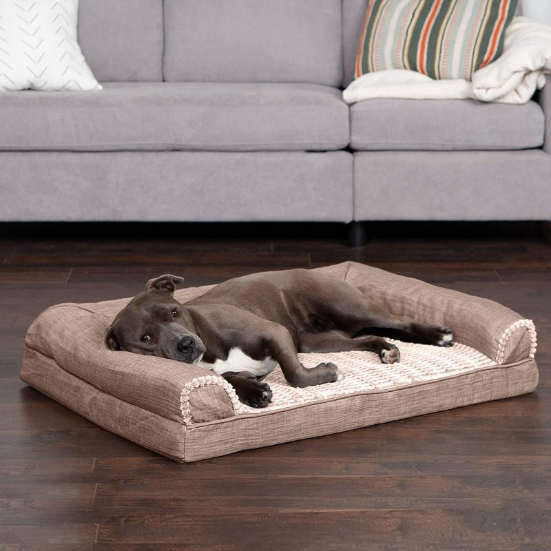 Furhaven Cooling Gel Dog Bed for Large Dogs w/ Removable Bolsters & Washable Cover, For Dogs Up to 95 lbs - Plush & Velvet Waves - Image 156