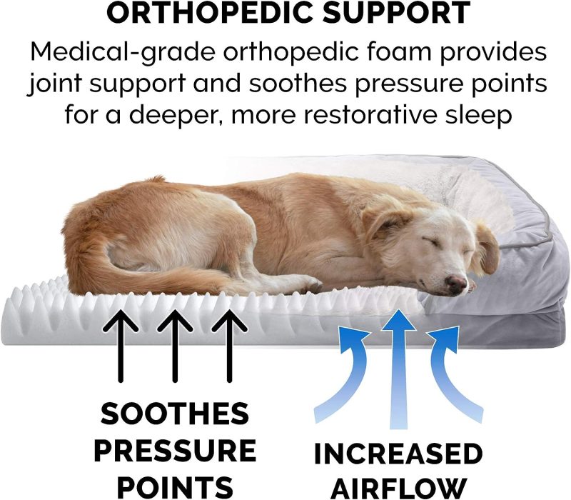Furhaven Cooling Gel Dog Bed for Large Dogs w/ Removable Bolsters & Washable Cover, For Dogs Up to 95 lbs - Plush & Velvet Waves - Image 72