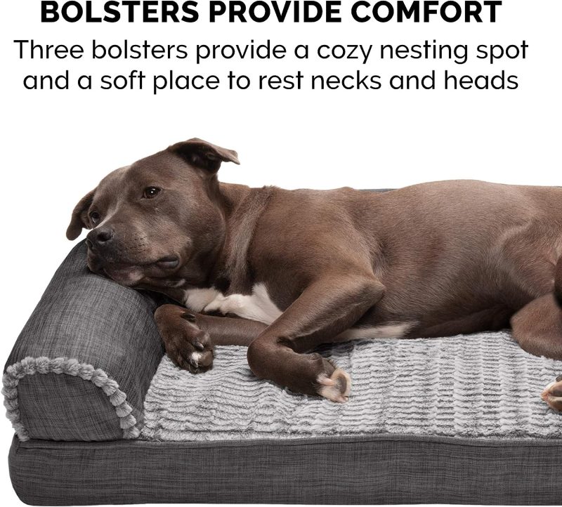 Furhaven Cooling Gel Dog Bed for Large Dogs w/ Removable Bolsters & Washable Cover, For Dogs Up to 95 lbs - Plush & Velvet Waves - Image 30