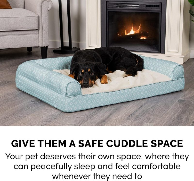 Furhaven Cooling Gel Dog Bed for Large Dogs w/ Removable Bolsters & Washable Cover, For Dogs Up to 95 lbs - Plush & Velvet Waves - Image 95