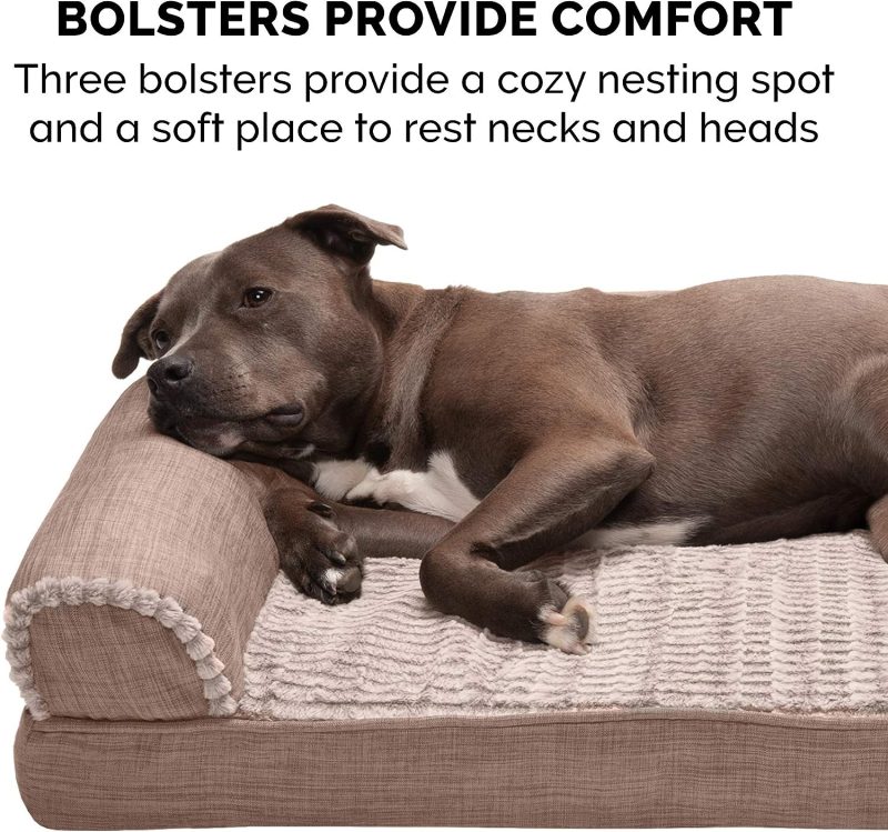 Furhaven Cooling Gel Dog Bed for Large Dogs w/ Removable Bolsters & Washable Cover, For Dogs Up to 95 lbs - Plush & Velvet Waves - Image 162