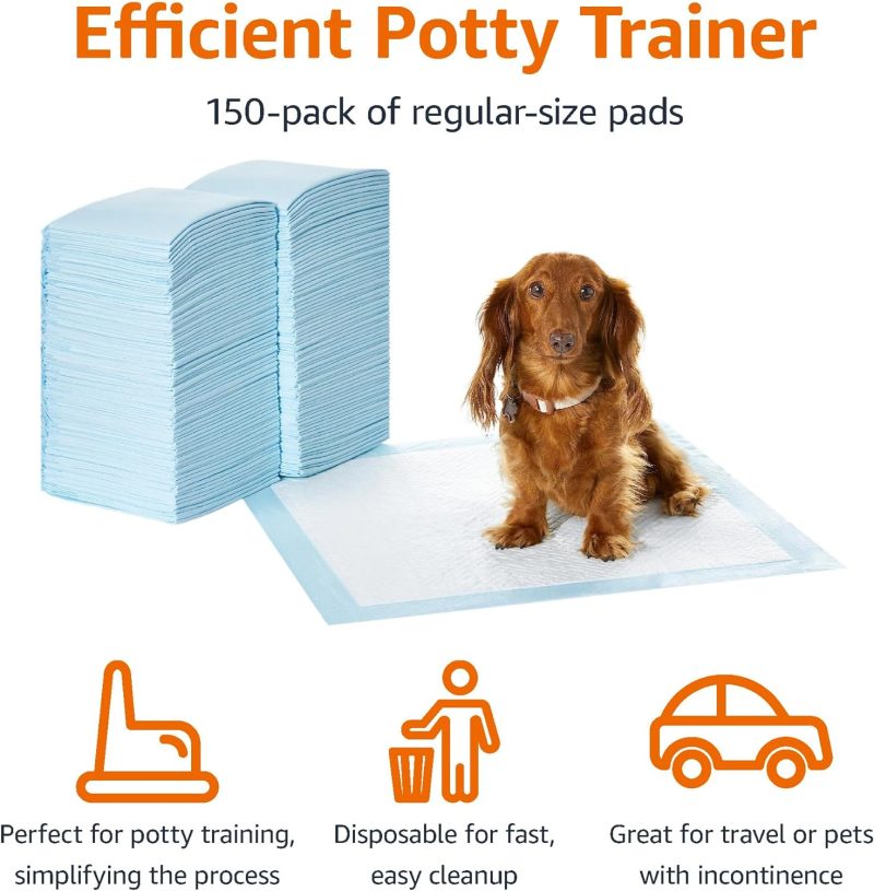 Amazon Basics Dog and Puppy Pee Pads with Leak-Proof Quick-Dry Design for Potty Training, Standard Absorbency, Regular Size, 22 - Image 14