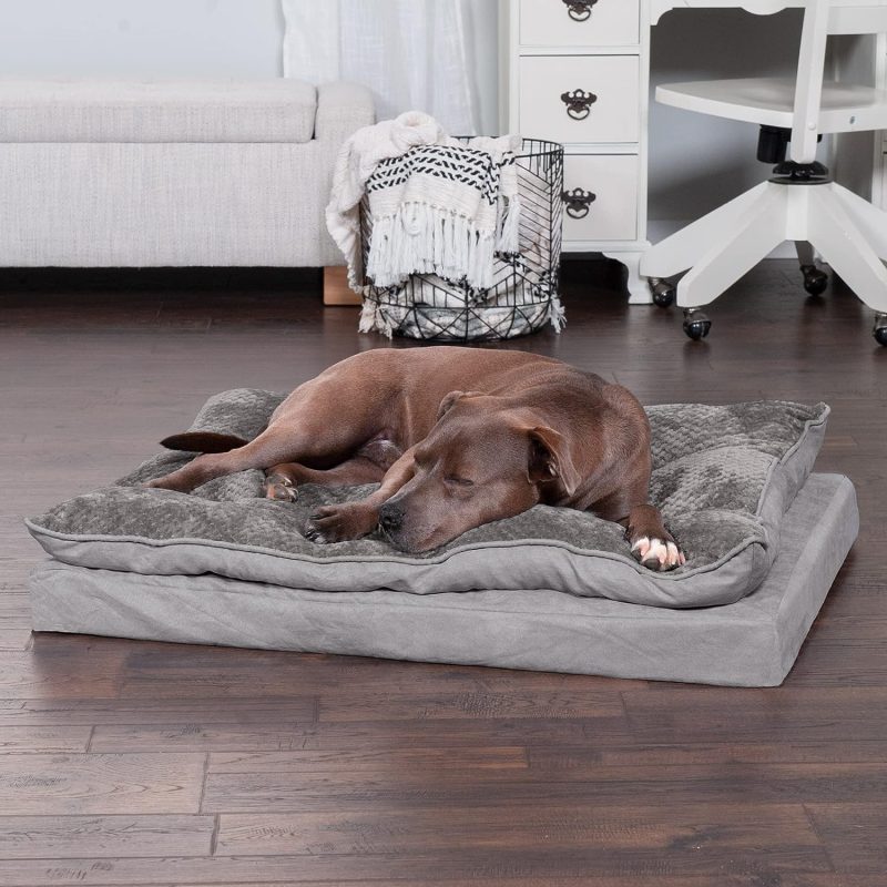 Furhaven Cooling Gel Dog Bed for Large Dogs w/ Removable Bolsters & Washable Cover, For Dogs Up to 95 lbs - Plush & Velvet Waves - Image 422