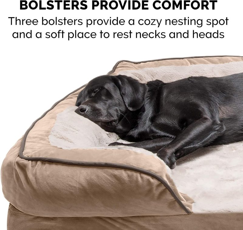 Furhaven Cooling Gel Dog Bed for Large Dogs w/ Removable Bolsters & Washable Cover, For Dogs Up to 95 lbs - Plush & Velvet Waves - Image 51