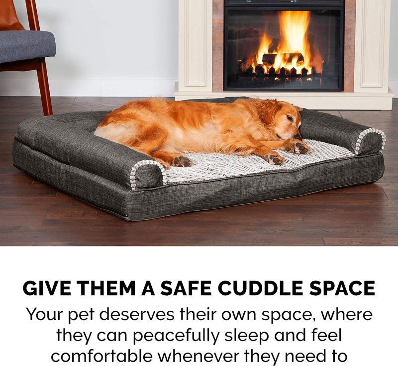 Furhaven Cooling Gel Dog Bed for Large Dogs w/ Removable Bolsters & Washable Cover, For Dogs Up to 95 lbs - Plush & Velvet Waves - Image 29