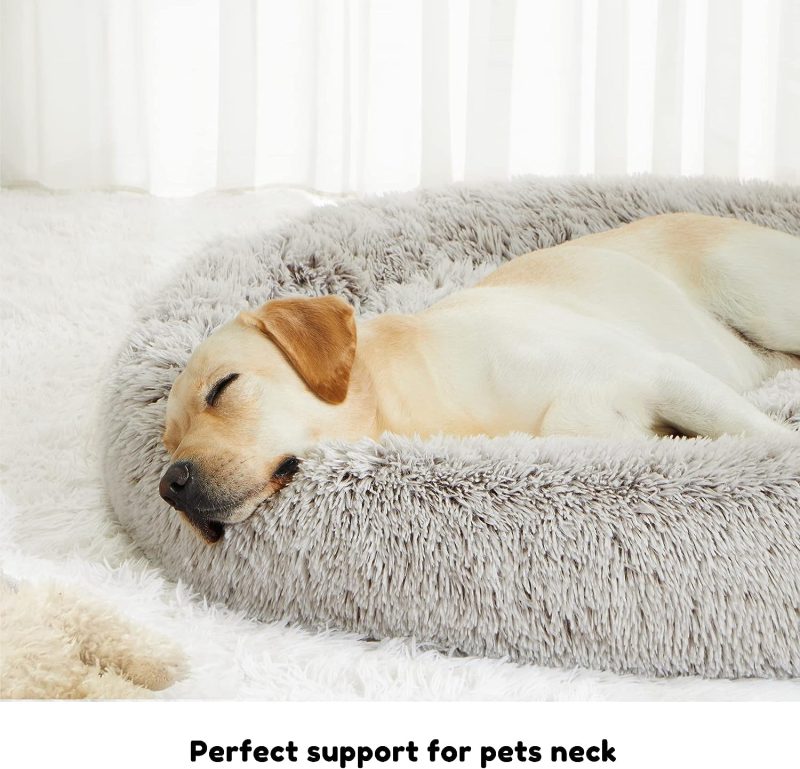 Calming Dog Bed & Cat Bed, Anti-Anxiety Donut Cuddler Warming Cozy Soft Round Fluffy Faux Fur Plush Cushion bed for Small Medium - Image 119