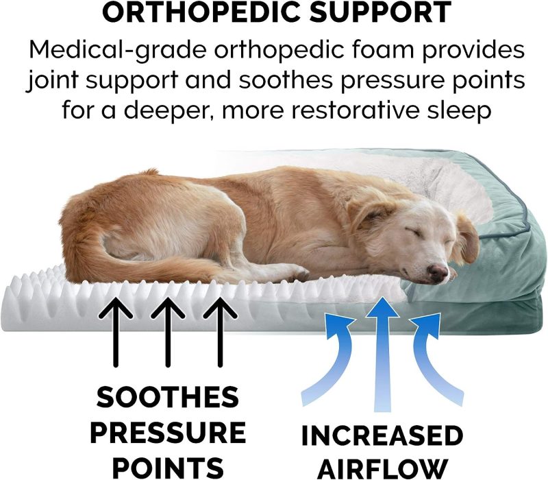 Furhaven Cooling Gel Dog Bed for Large Dogs w/ Removable Bolsters & Washable Cover, For Dogs Up to 95 lbs - Plush & Velvet Waves - Image 281