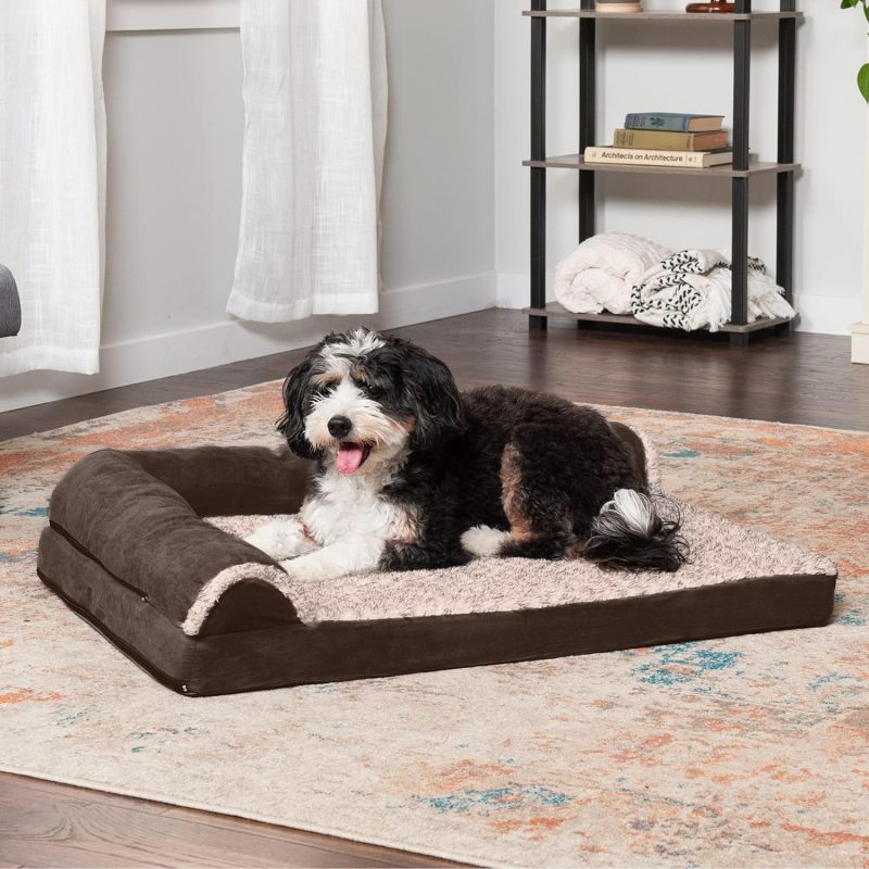 Furhaven Orthopedic Dog Bed for Medium/Small Dogs w/ Removable Bolsters & Washable Cover, For Dogs Up to 35 lbs - Plush & Almond - Image 419
