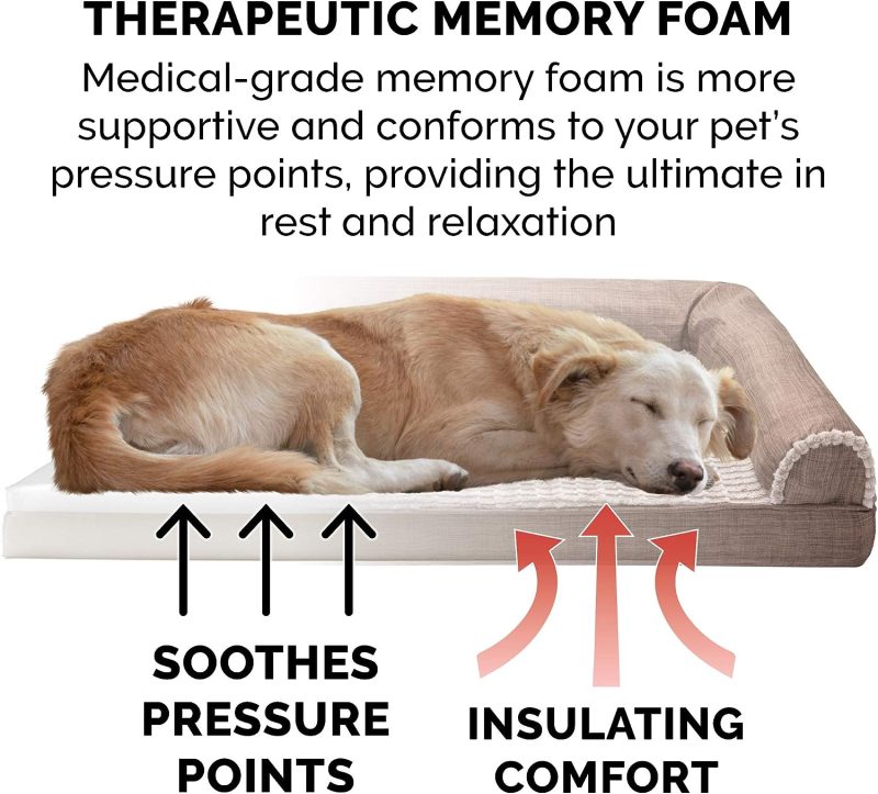 Furhaven Cooling Gel Dog Bed for Large Dogs w/ Removable Bolsters & Washable Cover, For Dogs Up to 95 lbs - Plush & Velvet Waves - Image 191