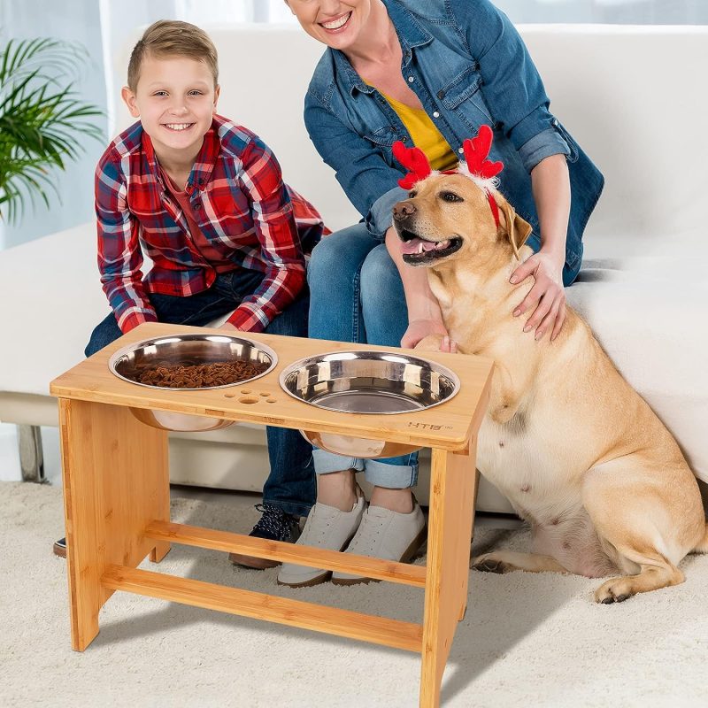 HTB Elevated Dog Bowls,Raised Dog Bowl Stand with 2 Stainless Steel Bowls,Elevated Raised Dog Bowls for Large Medium Small Sized - Image 60