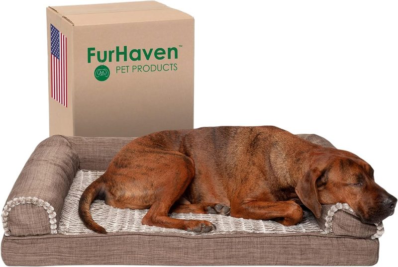 Furhaven Cooling Gel Dog Bed for Large Dogs w/ Removable Bolsters & Washable Cover, For Dogs Up to 95 lbs - Plush & Velvet Waves - Image 188