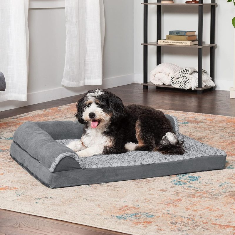 Furhaven Cooling Gel Dog Bed for Large/Medium Dogs w/ Removable Bolsters & Washable Cover, For Dogs Up to 55 lbs - Plush & - Image 708