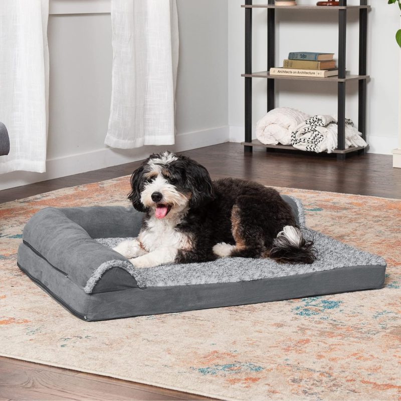 Furhaven Orthopedic Dog Bed for Medium/Small Dogs w/ Removable Bolsters & Washable Cover, For Dogs Up to 35 lbs - Plush & Almond - Image 708