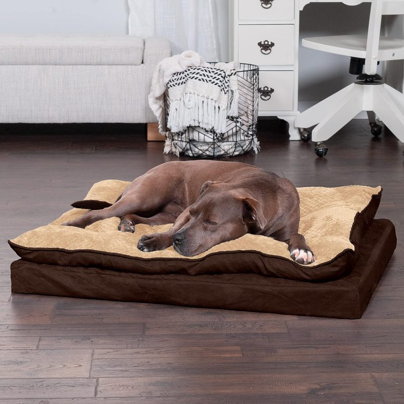Furhaven Cooling Gel Dog Bed for Large Dogs w/ Removable Bolsters & Washable Cover, For Dogs Up to 95 lbs - Plush & Velvet Waves - Image 347
