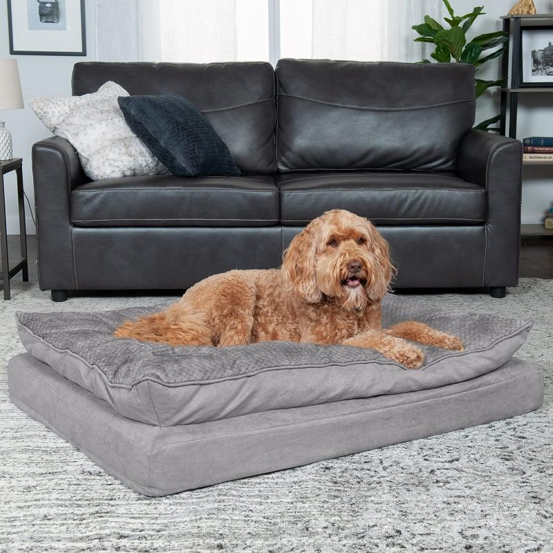 Furhaven Cooling Gel Dog Bed for Large Dogs w/ Removable Bolsters & Washable Cover, For Dogs Up to 95 lbs - Plush & Velvet Waves - Image 408