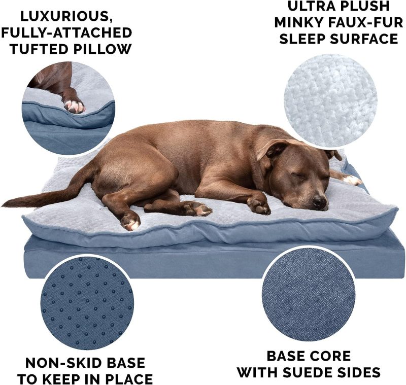 Furhaven Cooling Gel Dog Bed for Large Dogs w/ Removable Bolsters & Washable Cover, For Dogs Up to 95 lbs - Plush & Velvet Waves - Image 80