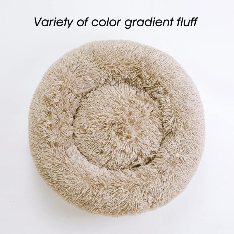 Calming Dog Bed & Cat Bed, Anti-Anxiety Donut Cuddler Warming Cozy Soft Round Fluffy Faux Fur Plush Cushion bed for Small Medium - Image 61