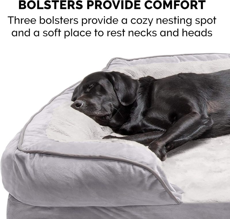 Furhaven Cooling Gel Dog Bed for Large Dogs w/ Removable Bolsters & Washable Cover, For Dogs Up to 95 lbs - Plush & Velvet Waves - Image 76