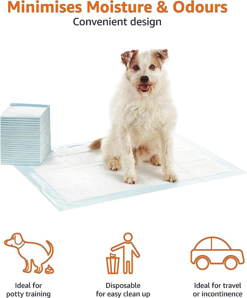 Amazon Basics Dog and Puppy Pee Pads with Leak-Proof Quick-Dry Design for Potty Training, Standard Absorbency, Regular Size, 22 - Image 9