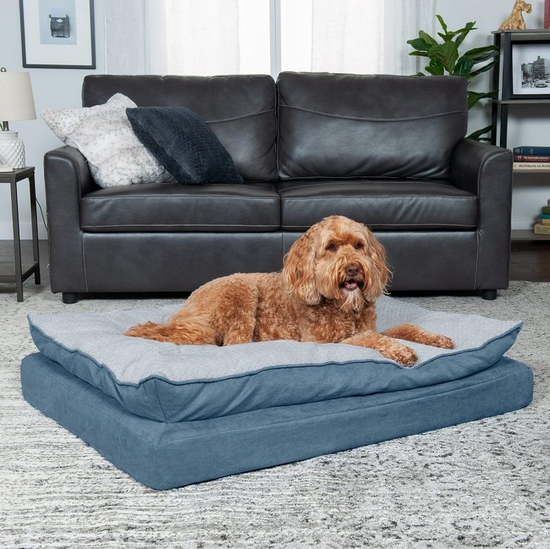 Furhaven Cooling Gel Dog Bed for Large Dogs w/ Removable Bolsters & Washable Cover, For Dogs Up to 95 lbs - Plush & Velvet Waves - Image 79