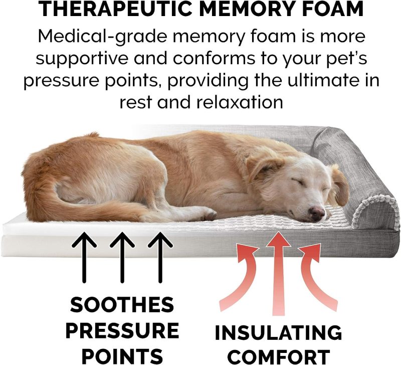 Furhaven Cooling Gel Dog Bed for Large Dogs w/ Removable Bolsters & Washable Cover, For Dogs Up to 95 lbs - Plush & Velvet Waves - Image 26