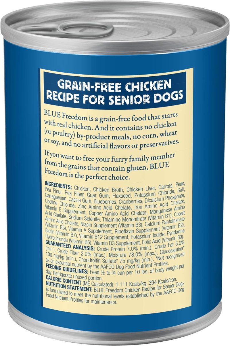 Blue Buffalo Freedom Grain Free Natural Senior Wet Dog Food, Chicken 12.5oz cans (Pack of 12) - Image 3