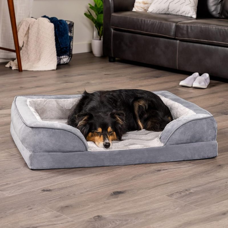 Furhaven Cooling Gel Dog Bed for Large Dogs w/ Removable Bolsters & Washable Cover, For Dogs Up to 95 lbs - Plush & Velvet Waves - Image 235