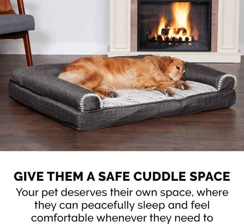 Furhaven Cooling Gel Dog Bed for Large Dogs w/ Removable Bolsters & Washable Cover, For Dogs Up to 95 lbs - Plush & Velvet Waves - Image 67