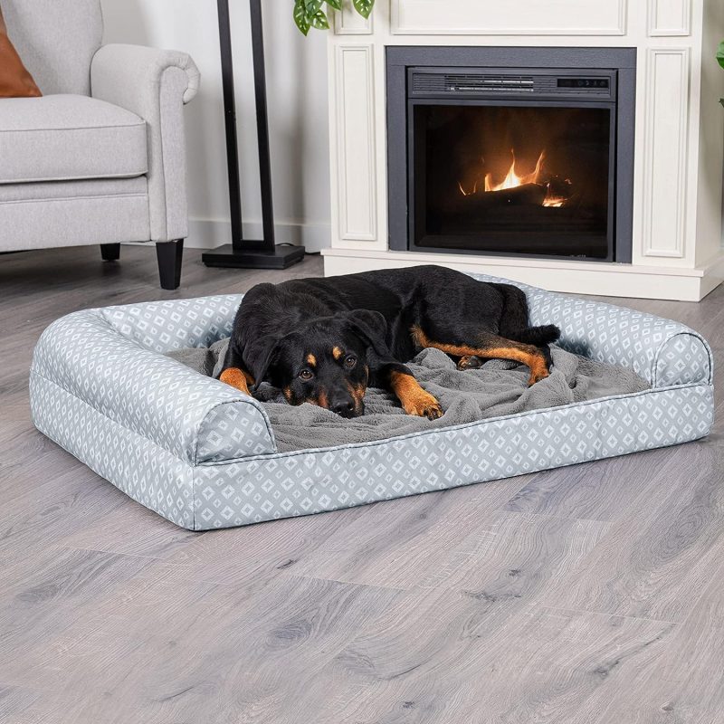 Furhaven Cooling Gel Dog Bed for Large Dogs w/ Removable Bolsters & Washable Cover, For Dogs Up to 95 lbs - Plush & Velvet Waves - Image 344