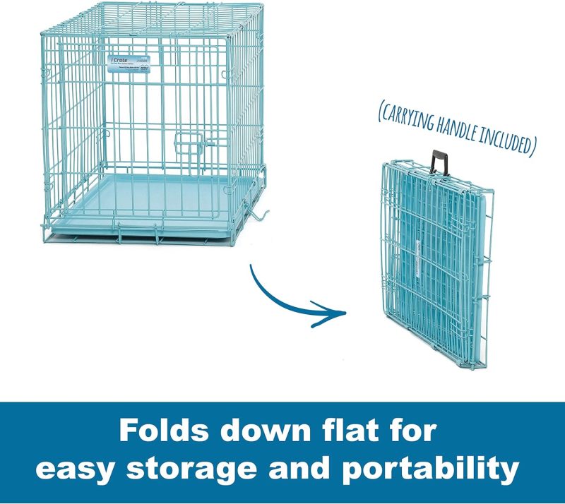 MidWest Homes for Pets Newly Enhanced Single & Double Door iCrate Dog Crate, Includes Leak-Proof Pan, Floor Protecting Feet , - Image 4