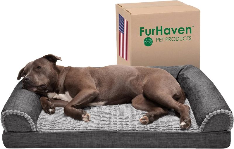 Furhaven Cooling Gel Dog Bed for Large Dogs w/ Removable Bolsters & Washable Cover, For Dogs Up to 95 lbs - Plush & Velvet Waves - Image 362
