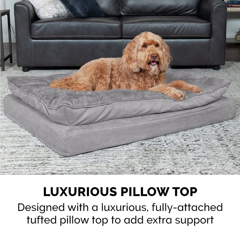 Furhaven Cooling Gel Dog Bed for Large Dogs w/ Removable Bolsters & Washable Cover, For Dogs Up to 95 lbs - Plush & Velvet Waves - Image 410