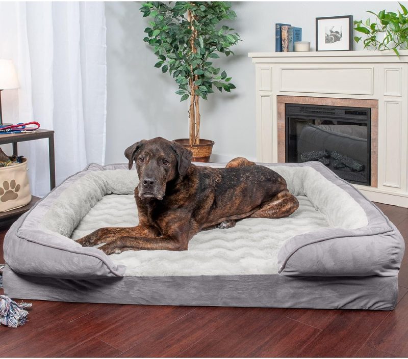 Furhaven Cooling Gel Dog Bed for Large Dogs w/ Removable Bolsters & Washable Cover, For Dogs Up to 95 lbs - Plush & Velvet Waves - Image 138