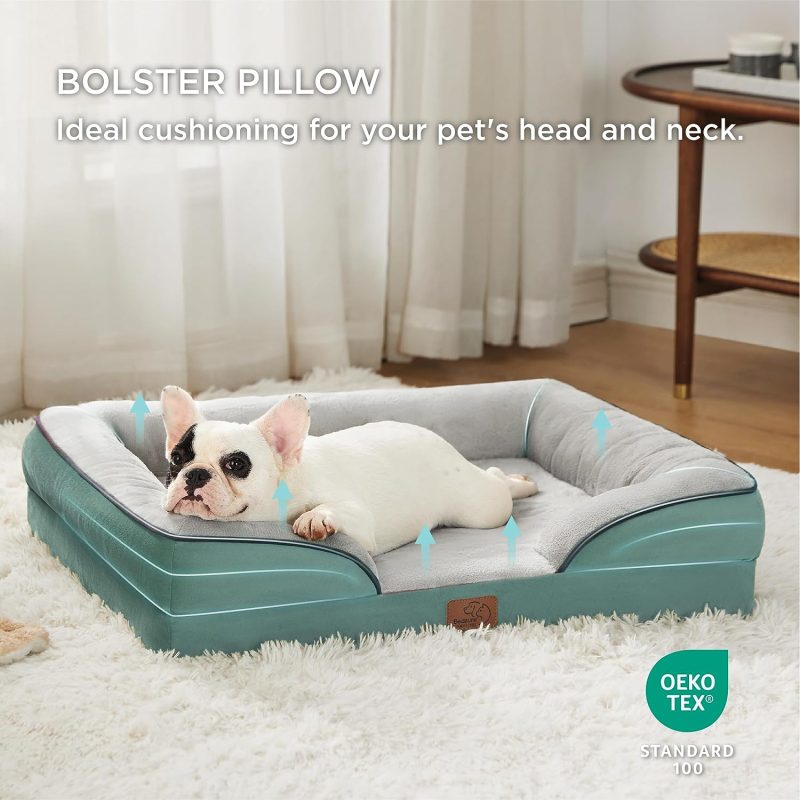 Bedsure Orthopedic Dog Bed for Medium Dogs -Foam Sofa with Removable Washable Cover, Waterproof Lining and Nonskid Bottom Couch, - Image 372