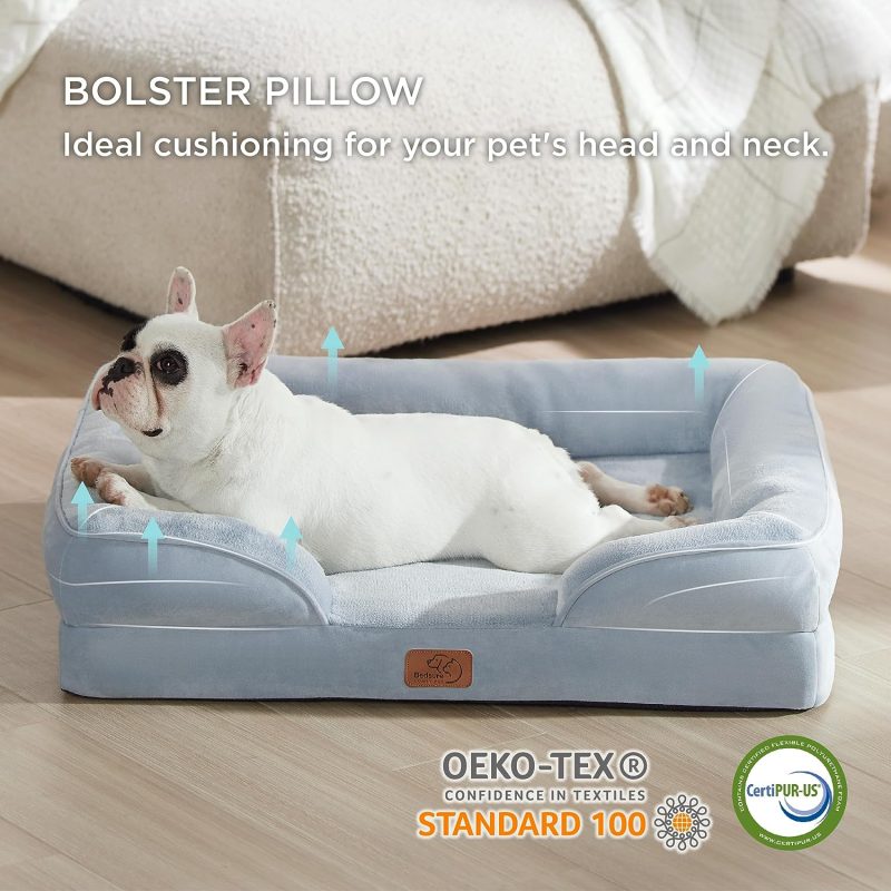Bedsure Orthopedic Dog Bed for Medium Dogs -Foam Sofa with Removable Washable Cover, Waterproof Lining and Nonskid Bottom Couch, - Image 259