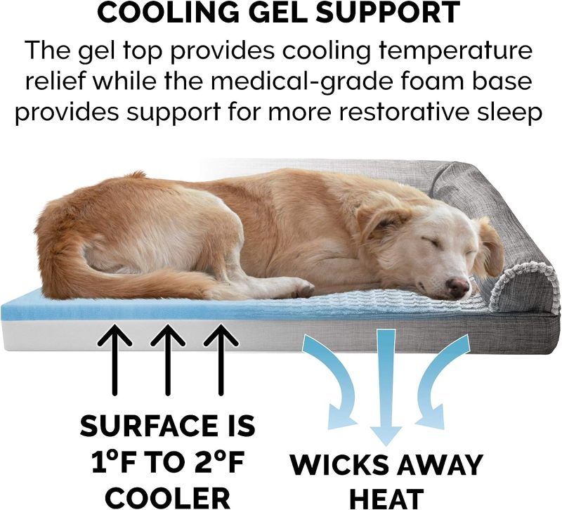 Furhaven Cooling Gel Dog Bed for Large Dogs w/ Removable Bolsters & Washable Cover, For Dogs Up to 95 lbs - Plush & Velvet Waves - Image 183