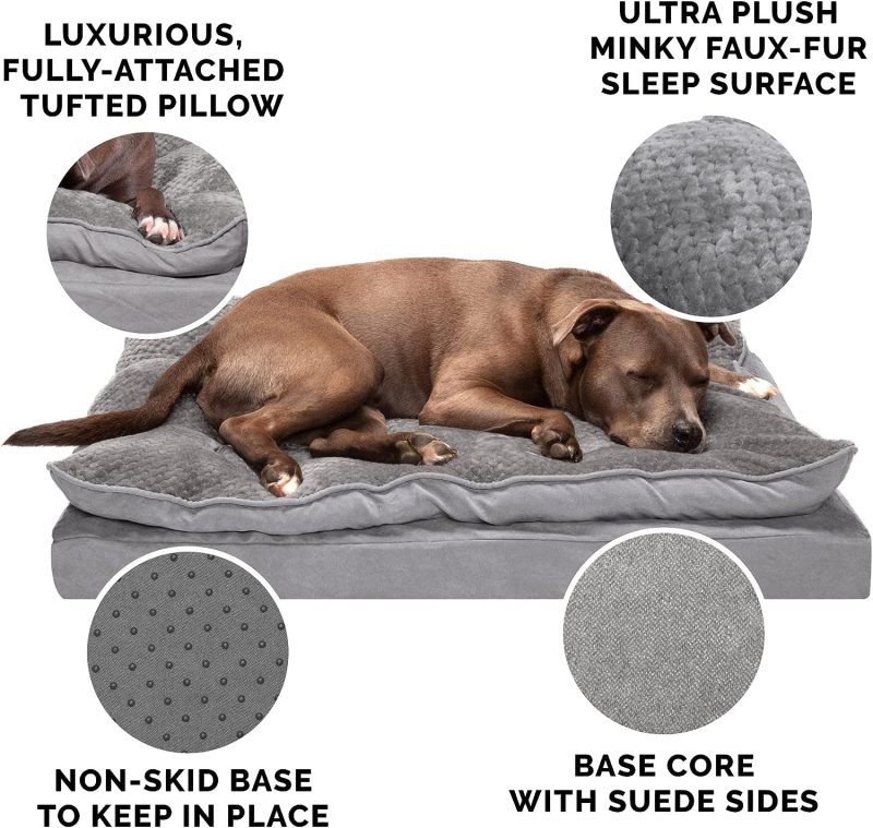 Furhaven Cooling Gel Dog Bed for Large Dogs w/ Removable Bolsters & Washable Cover, For Dogs Up to 95 lbs - Plush & Velvet Waves - Image 409