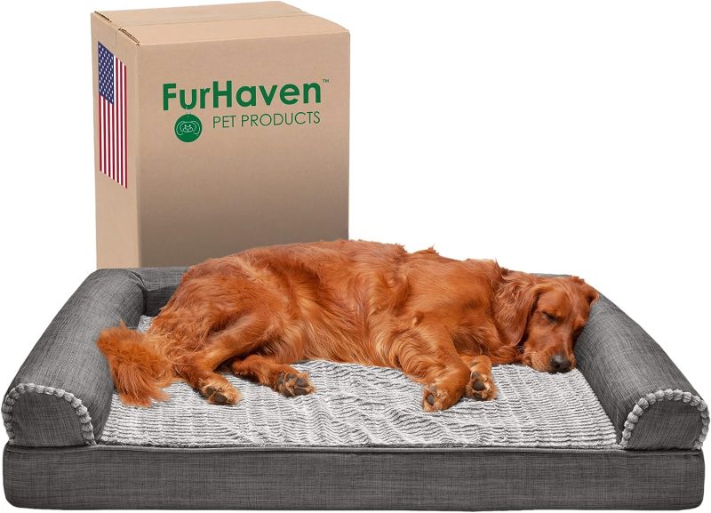 Furhaven Cooling Gel Dog Bed for Large Dogs w/ Removable Bolsters & Washable Cover, For Dogs Up to 95 lbs - Plush & Velvet Waves - Image 22