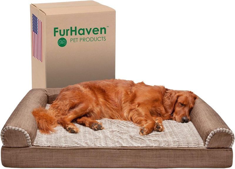 Furhaven Cooling Gel Dog Bed for Large Dogs w/ Removable Bolsters & Washable Cover, For Dogs Up to 95 lbs - Plush & Velvet Waves - Image 423