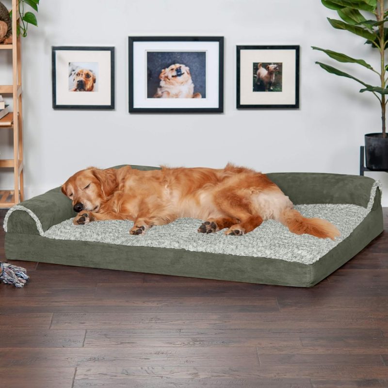 Furhaven Orthopedic Dog Bed for Medium/Small Dogs w/ Removable Bolsters & Washable Cover, For Dogs Up to 35 lbs - Plush & Almond - Image 587