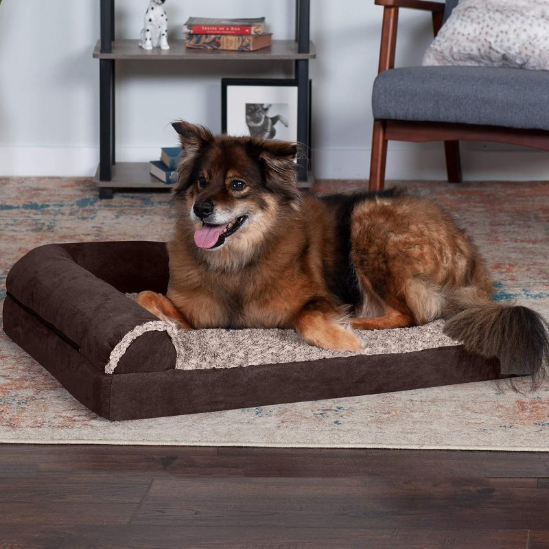 Furhaven Orthopedic Dog Bed for Medium/Small Dogs w/ Removable Bolsters & Washable Cover, For Dogs Up to 35 lbs - Plush & Almond - Image 568