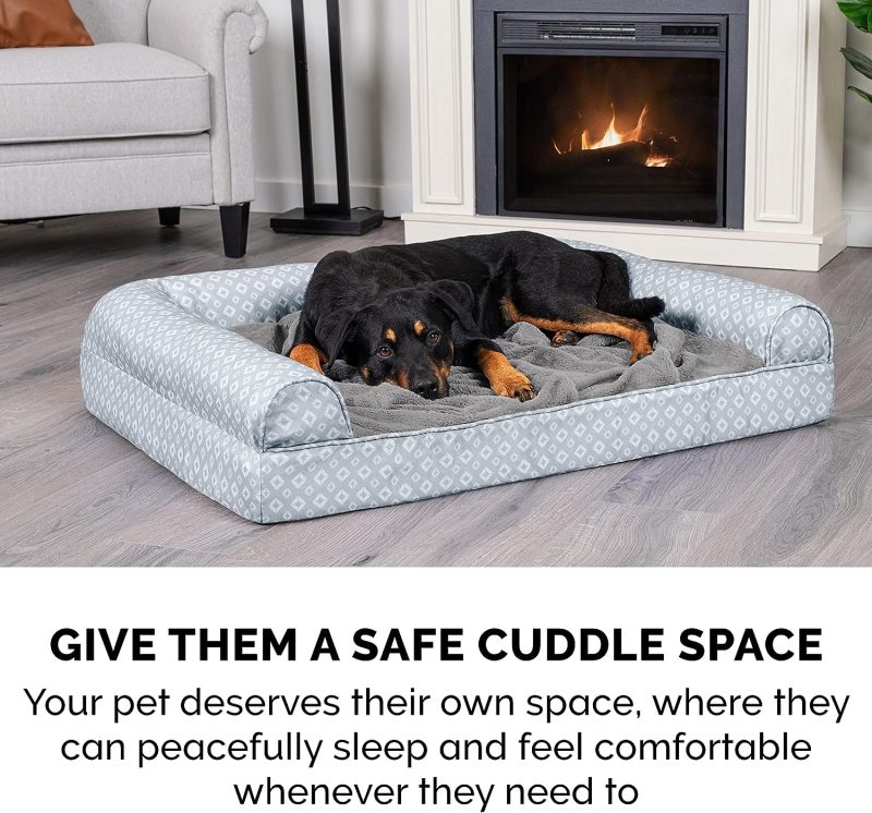 Furhaven Cooling Gel Dog Bed for Large Dogs w/ Removable Bolsters & Washable Cover, For Dogs Up to 95 lbs - Plush & Velvet Waves - Image 178