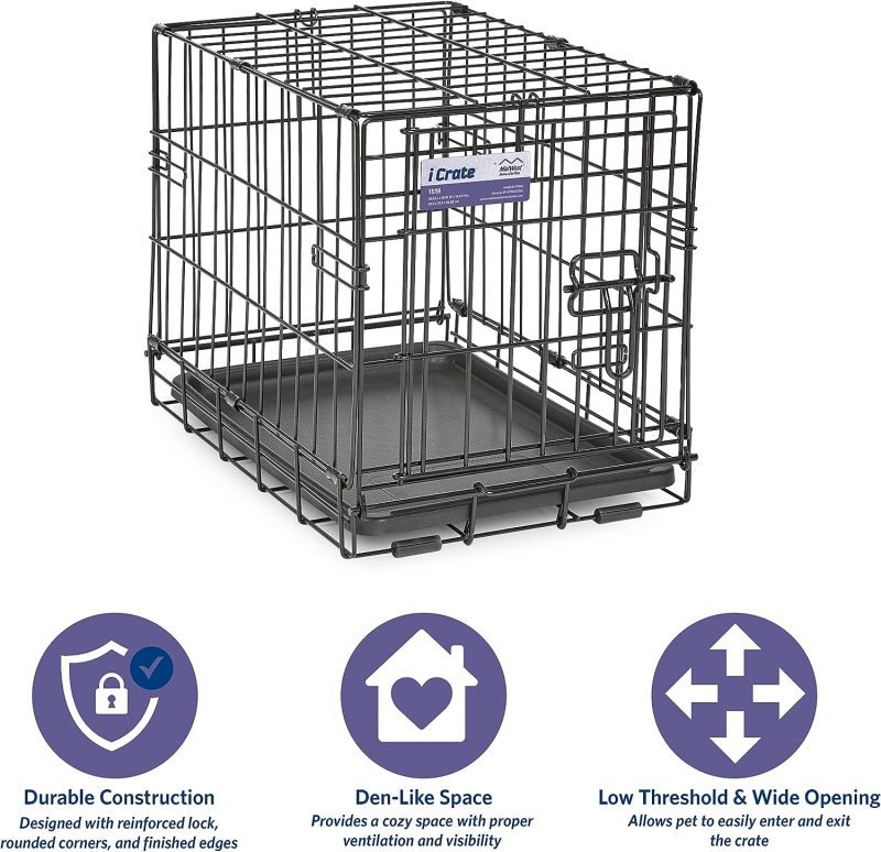 MidWest Homes for Pets Newly Enhanced Single & Double Door iCrate Dog Crate, Includes Leak-Proof Pan, Floor Protecting Feet , - Image 36