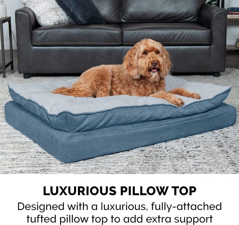 Furhaven Cooling Gel Dog Bed for Large Dogs w/ Removable Bolsters & Washable Cover, For Dogs Up to 95 lbs - Plush & Velvet Waves - Image 81