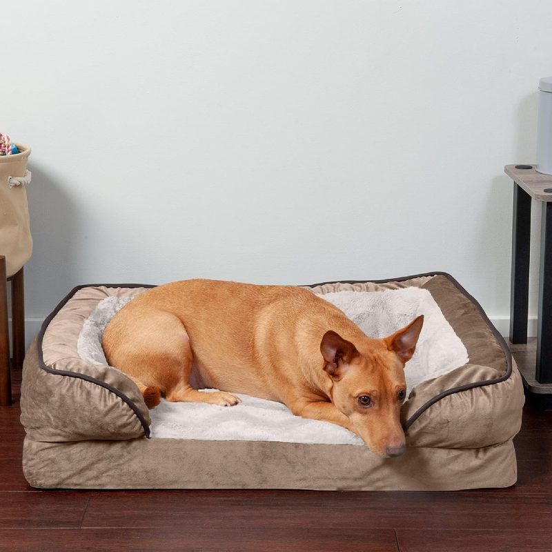 Furhaven Cooling Gel Dog Bed for Large Dogs w/ Removable Bolsters & Washable Cover, For Dogs Up to 95 lbs - Plush & Velvet Waves - Image 374